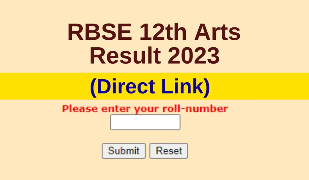 RBSE 12th Result 2023 Arts Latest Update